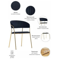 Стул BRADEX turin черный с золотыми ножками FR 0797