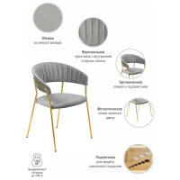 Стул BRADEX turin серый с золотыми ножками FR 0910