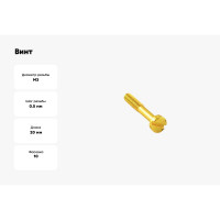 Винт для установки с распределительными коробами и tv розетками Bironi металл, цвет золото, 10 шт./уп. B-914-31-10