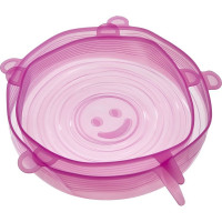 Набор универсальных растягивающихся крышек BRADEX 6 шт, силикон, розовый TK 0578