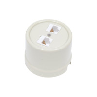 Розетка Bironi rj45 информационная двойная, пластик, цвет слоновая кость B1-302-211