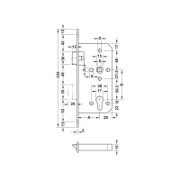 Врезной замок Hafele PZ нержавеющая сталь, бронза 55/20 911.02.449