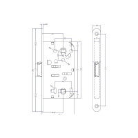 Врезной замок Hafele WC хром матовый, 50/196/18/95/8/8 911.23.584
