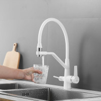 Смеситель для кухни ROSE с подключением к фильтру питьевой воды, белый R558C