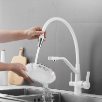 Смеситель для кухни ROSE с подключением к фильтру питьевой воды, белый R558C