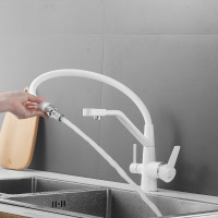 Смеситель для кухни ROSE с подключением к фильтру питьевой воды, белый R558C