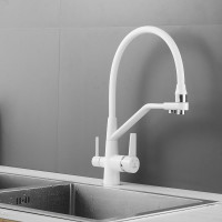 Смеситель для кухни ROSE с подключением к фильтру питьевой воды, белый R558C