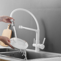 Смеситель для кухни ROSE с подключением к фильтру питьевой воды, белый R658C