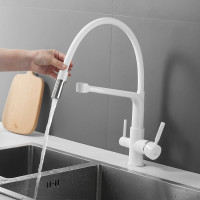 Смеситель для кухни ROSE с подключением к фильтру питьевой воды, белый R658C