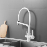 Смеситель для кухни ROSE с подключением к фильтру питьевой воды, белый R658C