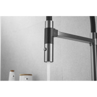 Смеситель для кухни ROSE с гибким изливом и магнитным держателем, оружейная сталь R133T