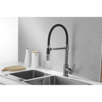 Смеситель для кухни ROSE с гибким изливом и магнитным держателем, оружейная сталь R133T