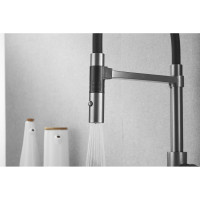 Смеситель для кухни ROSE с гибким изливом и магнитным держателем, оружейная сталь R133T