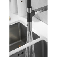 Смеситель для кухни ROSE с гибким изливом и магнитным держателем, оружейная сталь R133T