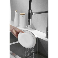 Смеситель для кухни ROSE с гибким изливом и магнитным держателем, оружейная сталь R133T