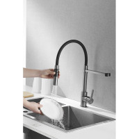 Смеситель для кухни ROSE с гибким изливом и магнитным держателем, оружейная сталь R133T