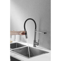 Смеситель для кухни ROSE с гибким изливом и магнитным держателем, оружейная сталь R133T
