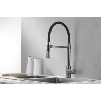 Смеситель для кухни ROSE с гибким изливом и магнитным держателем, оружейная сталь R133T