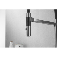 Смеситель для кухни ROSE с гибким изливом и магнитным держателем, оружейная сталь R133T