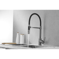 Смеситель для кухни ROSE с гибким изливом и магнитным держателем, оружейная сталь R133T