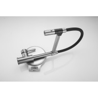 Смеситель для кухни ROSE с гибким изливом и магнитным держателем, оружейная сталь R133T