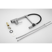 Смеситель для кухни ROSE с гибким изливом и магнитным держателем, оружейная сталь R133T