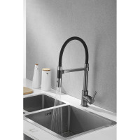 Смеситель для кухни ROSE с гибким изливом и магнитным держателем, оружейная сталь R133T