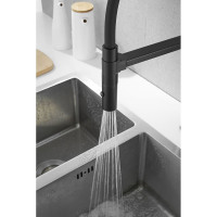 Смеситель для кухни ROSE с гибким изливом и магнитным держателем, черный R133H