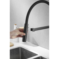 Смеситель для кухни ROSE с гибким изливом и магнитным держателем, черный R133H