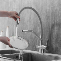 Смеситель для кухни ROSE с подключением к фильтру питьевой воды, сатин R558L