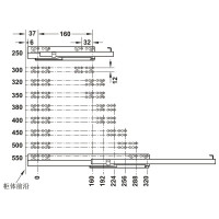 Направляющие Hafele Matrix runners UM S25 self-close, штифт, 350 мм 433.08.135