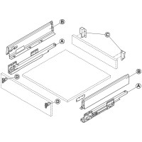 Комплект ящика Hafele Matrix box S комплект ящика, 35 кг, серый 84x550 мм, SOFT C 552.56.696
