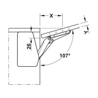 Механизм Hafele Free flap 1.7 107 градусов модель B БЕЗ заглушек 372.91.407