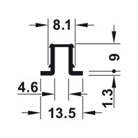 Направляющий профиль Hafele Slido F-Line11-12A нижний серебристый 2.0м 404.71.801
