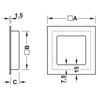 Мебельная ручка-раковина Hafele 50x50 под приклеивание, нержавеющая сталь матовая 152.52.040