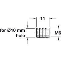 Вклеиваемая муфта Hafele нейлон M6 10/11 мм 039.33.266