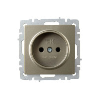 1-местная розетка IEK Brite рс10-1-0-брш без заземления, без защитных шторок, 10А, шампань BR-R10-10-K37