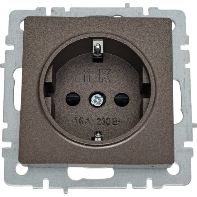 1-местная розетка IEK Brite рс14-1-0-бртб с заземлением, с защитными шторками, 16А, темная бронза BR-R14-16-K45