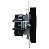 1-местная розетка IEK Brite рс10-1-0-брч без заземления, без защитных шторок, 10А, черный BR-R10-10-K02