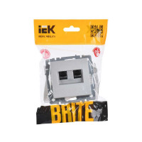 Двойная компьютерная розетка rj45 IEK Brite рк10-2-бра категория 5e, алюминий BR-K20-1-K47