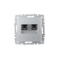 Двойная компьютерная розетка rj45 IEK Brite рк10-2-бра категория 5e, алюминий BR-K20-1-K47