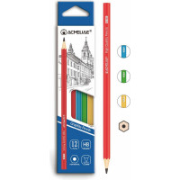 Чернографитный карандаш ACMELIAE 12 шт, HB шестигранный, 4 цвета корпуса 43513