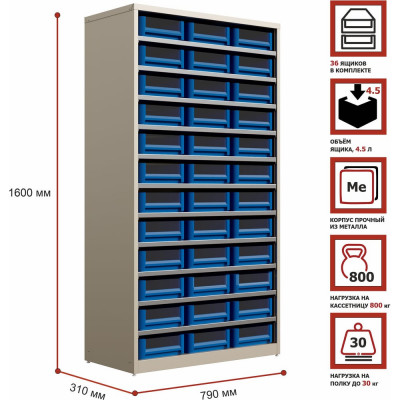 HONEYCOMB Система хранения Ironbox Max 300 с пластиковыми ящиками 3209 M-КСV302