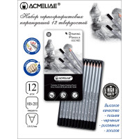 Набор чернографитных карандашей ACMELIAE 12 твердостей (2H,H,F,HB,B,2B,3B,4B,5B,6B,7B,8B), в металле 44053