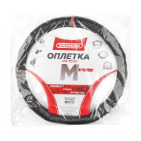 Оплетка SKYWAY Drift-3 M черно/красная, экокожа/ПВХ S01102506