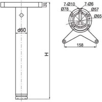 Ножка для стола MFK-TORG 82 см, хром, крепление усы 4440 Н-82 Х