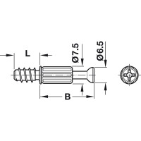 Болт Hafele Minifix 15 оцинкованный, размер B34/5 262.28.689