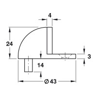 Полукруглый стопор двери Hafele 45 мм, сталь, нержавеющая сталь, матовая 937.52.070