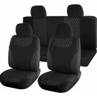 Чехлы  Nova Bright на сиденья Fusion SELECTION черные, декоративная строчка белой нитью 11 предметов 47403