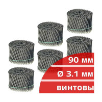 Барабанные гвозди КОРДЛЕНД 1500 шт. (6 кассет по 250 шт.) Ø 3,1 мм, длина 90 мм, Ø шляпки 7 мм, гладкие GVB-00045.6